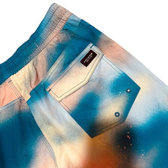 Volcom Mens Size S Baffle Trunk 17 Blue Salmon Swim Board Short NWT‎ - Picture 6 of 10